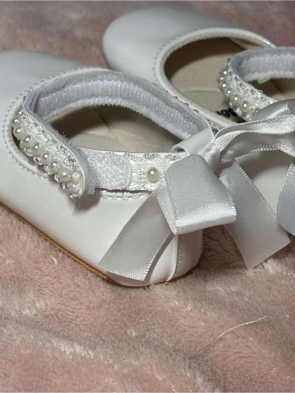 White Pearl-Trim Girls' Mary Jane Shoes